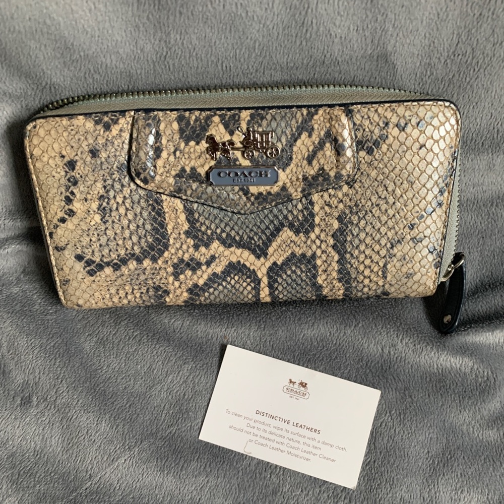 Coach Python Embossed Leather Accordion Wallet